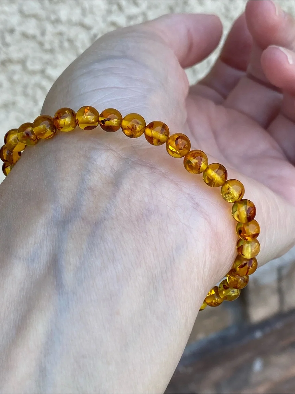 Flower Amber Stretch Bracelet 5.8mm Beads Fits Approximately 7 Inch Wrist